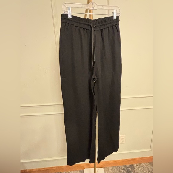 HALARA Linen-Feel Pants Medium NWT-  High Waisted Black Wide Leg - Picture 2 of 4